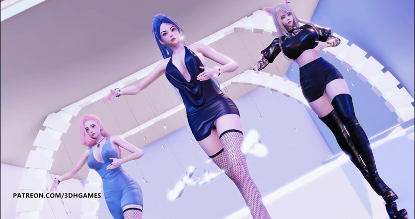 3D-Hentai Games: Stellar - Vibrato Ahri Seraphine Kaisa striptýz kda liga legend sexy...