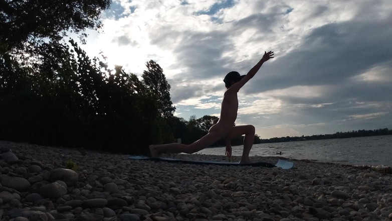 Jon Arteen: Slender Nudist Boy Does Yoga Nude on a Naturist Beach....