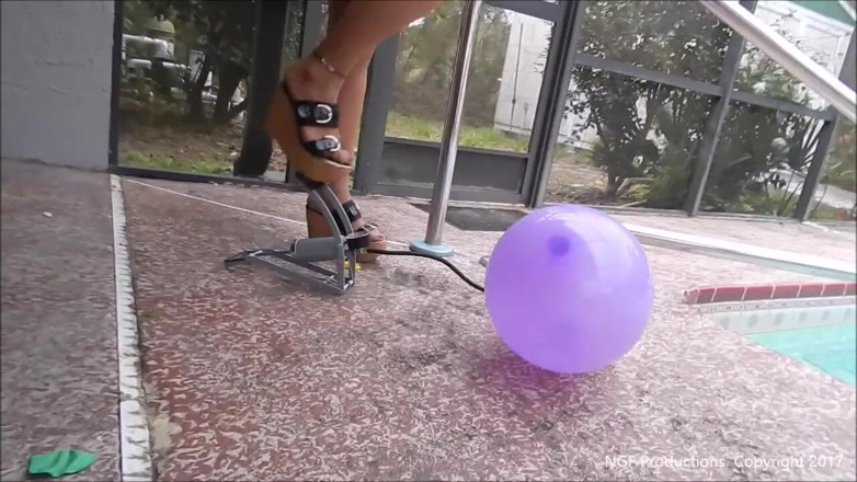 Nasty Girlfriends: Nasty girlfriend uses tire pump to pop balloons