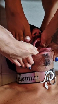 Six Goddess Feet on the Face of a Submissive Guy