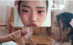 Cewek polos ini masturbasi dan wajahnya dicrot sperma banyak banget
