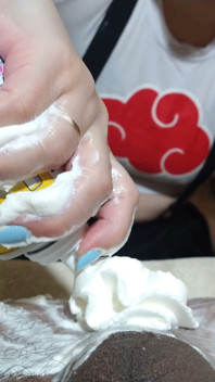 Curious Goddess - Putting Whipped Cream in the BBC's Asshole and Licking It