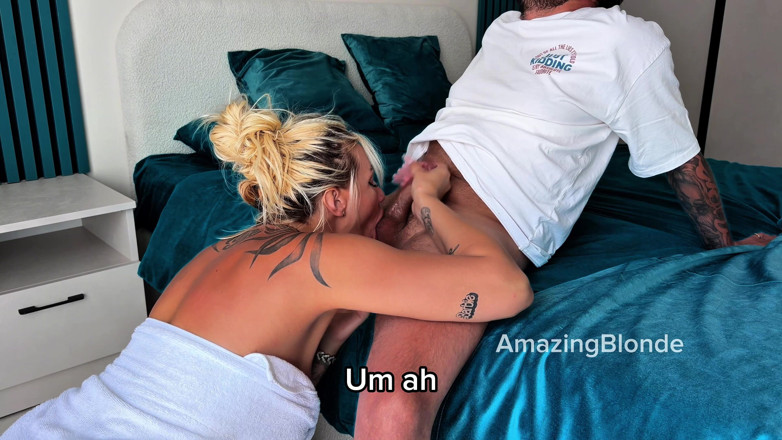 Amazing Blonde: Gave My Cheeky Stepson an Amazing Blowjob Just to Make...