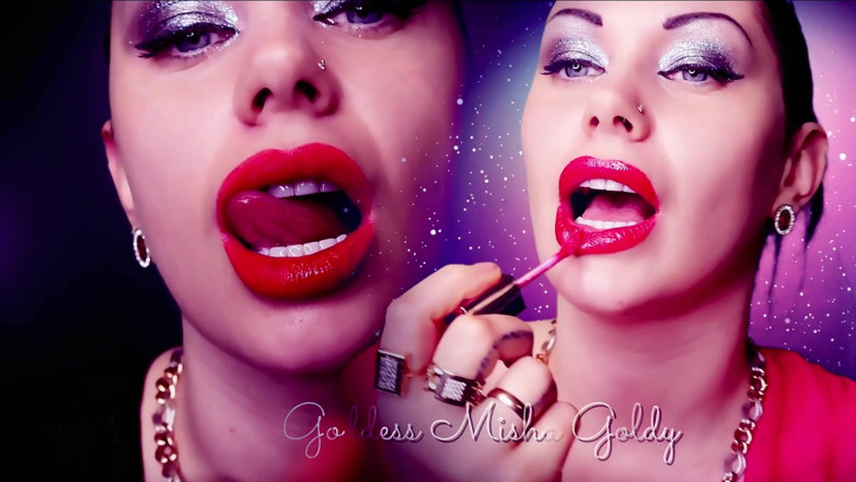 Goddess Misha Goldy: Le mie ipnotizzanti labbra rosse si sentono bene sul cazzo...