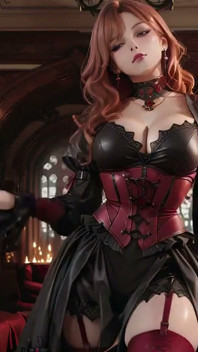 Gothic Redhead Queen! a Lavish Coronation in the Candlelit Hall, Kneeling with a Golden Cup and Sheer Stockings