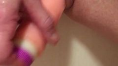 Dildo in shower & pussy