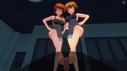 H3DC: 3D hentai POV two redhead stepsisters masturbate your cock with...