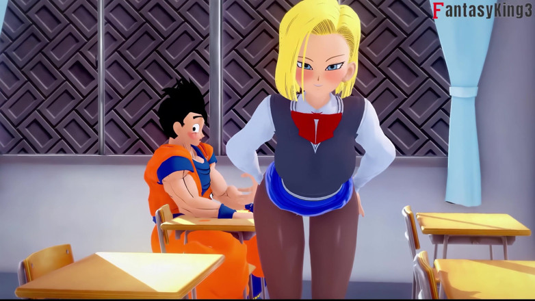 Fantasy king: Android 18 üniversitede Gohan'ı baştan çıkarıyor - dragon ball zex serisi