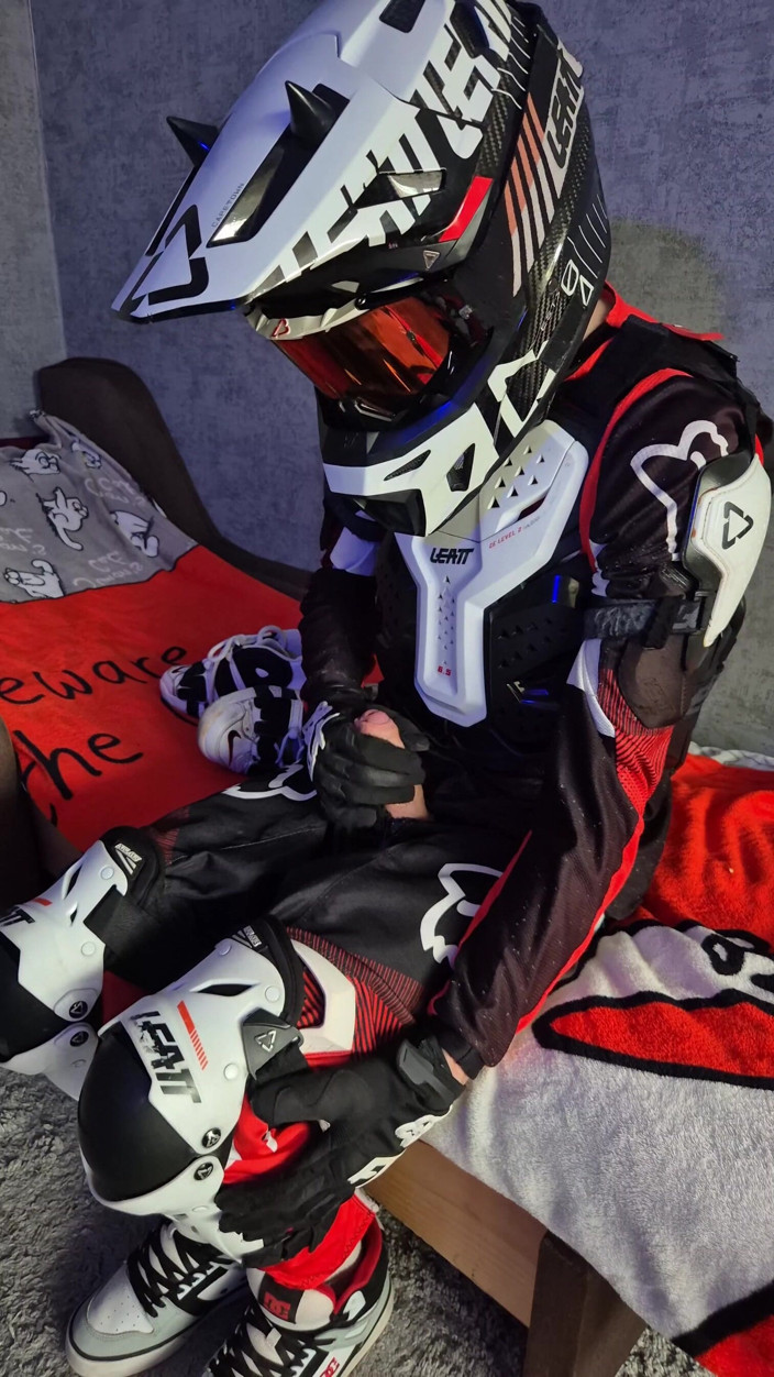 Sneakersmax98: An Excited Guy in Motorcycle Gear Fucks His Sneakers
