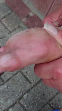 Outdoor foot care on the left foot