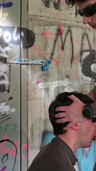 Risky Outdoor Gay Bareback Sex: Almost Exposed While Facefucking & Pounding Boypussy Under a Motorway Bridge.