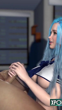 Prsatá asijská holka honí a výstřiky - 3D Hentai japonka