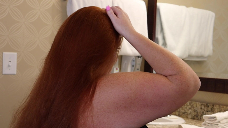 Julie Ginger: Brushing Her Long Red Hair