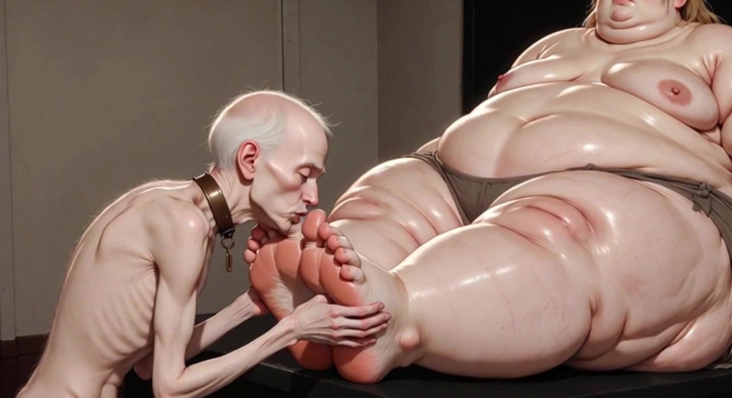 YOUR BEST FANTASY: Thin Slave Boy Licking Huge SSBBW Mistress Soft Feet