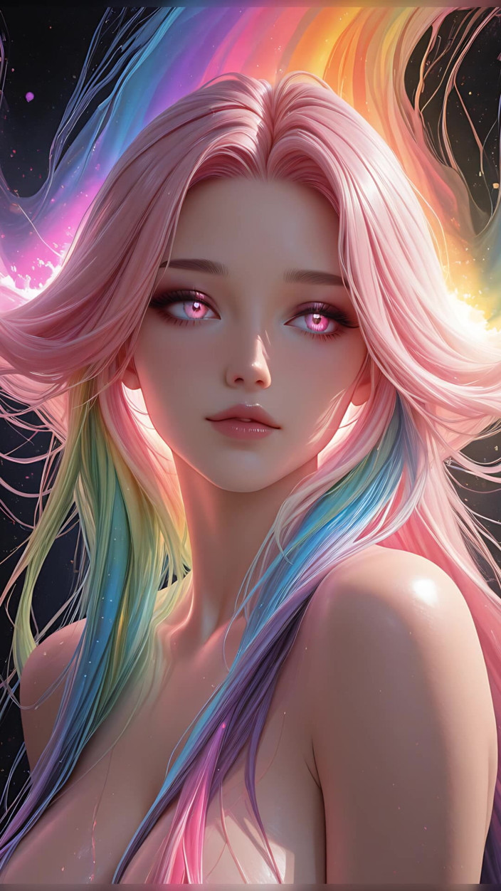 VelvetInk Studio: Người đẹp trong không khí cầu vồng với đôi mắt hồng hào...