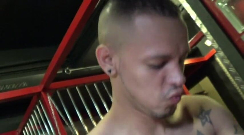 Gaybareback: Bitch fucked bareback in sling by latino