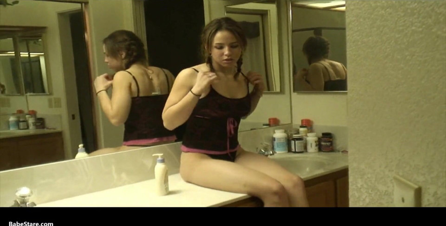 Babe Stare: Teen girl Sabella shows off her big breasts