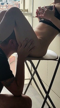 Get Down on Your Knees and Eat My Pussy Here on the Slave Balcony!