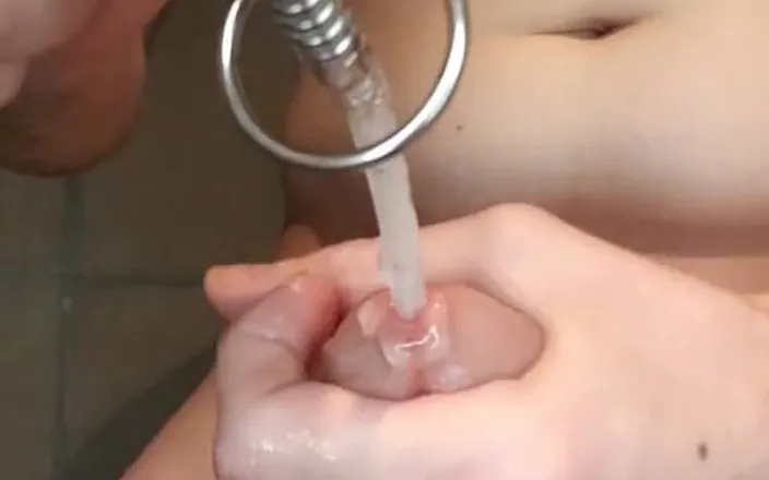 UrethralSound: Ejaculation Into Clear, Hollow Toy with Ribbed, Wide Head That...