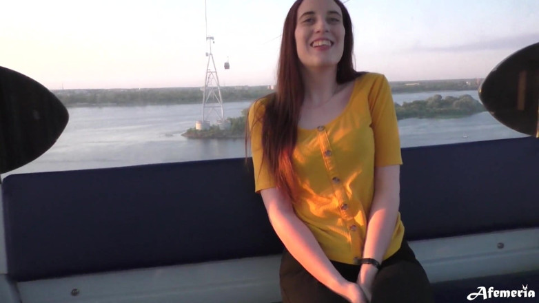 Afemeria: Funicular blowjob with cum in mouth