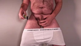 You Just Walked in on Daddy Bear Trimming His Big Cock and Balls!