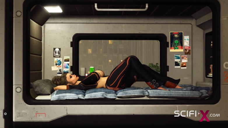 SciFi-X: Cyberjager neukt een sexy brunette hard in de sci-fi-gevangenis