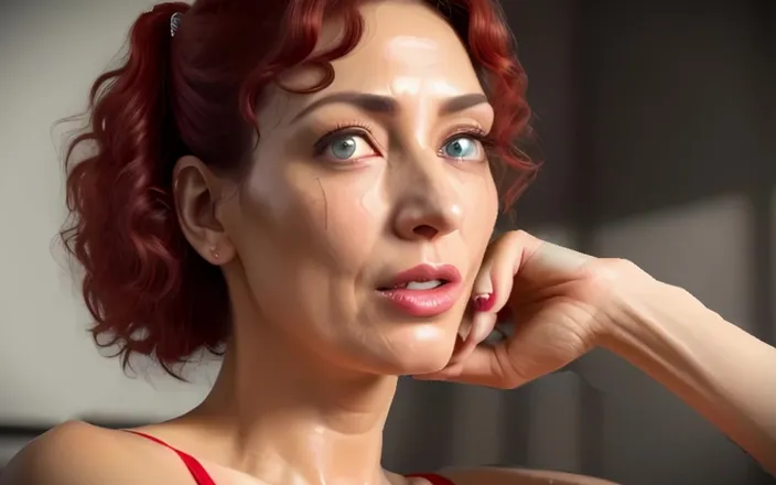 AI Porn: Sexy Redhead Digital Art 3D Animation