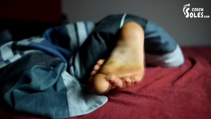 Czech Soles - foot fetish content: Heimfee kriecht zu Annas füßen im bett