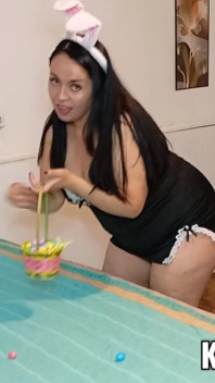 Big Ass BBW Stepmother Dressed as a Bunny to Leave Eggs for Her Stepson