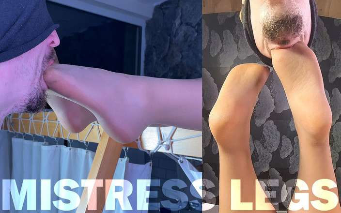 Mistress Legs: Esclavo de pie lame y chupa los pies de la...