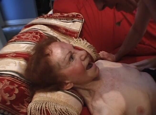 Gilfy Pleasure: Redhead granny banged by two guys