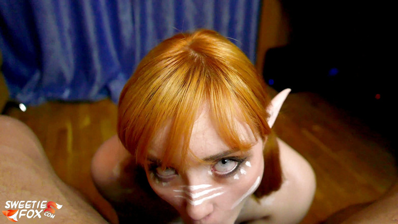 Sweetie Fox: Rychlé šukání muže do pusy Ahegao face babe - sperma v ústech