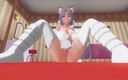 H3DC: 3D hentai yumi strök hennes fitta med sina paws