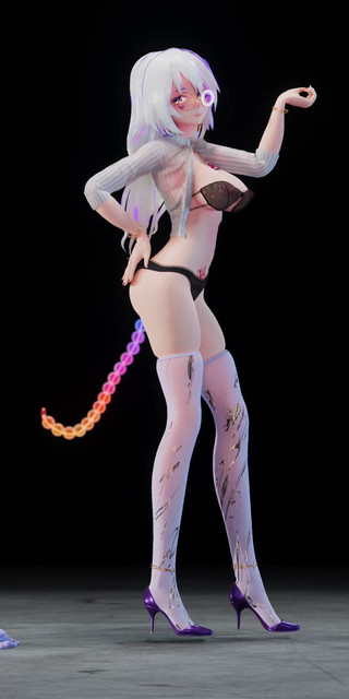 MikuMotion: फोन नंबर चुदाई प्लग; बीड चेन; नंगे तले अल्ट्रा-छोटी स्कर्ट; White Stockings