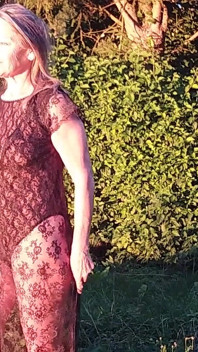 Granny Is Wearing a Sheer Bodysuit Outside