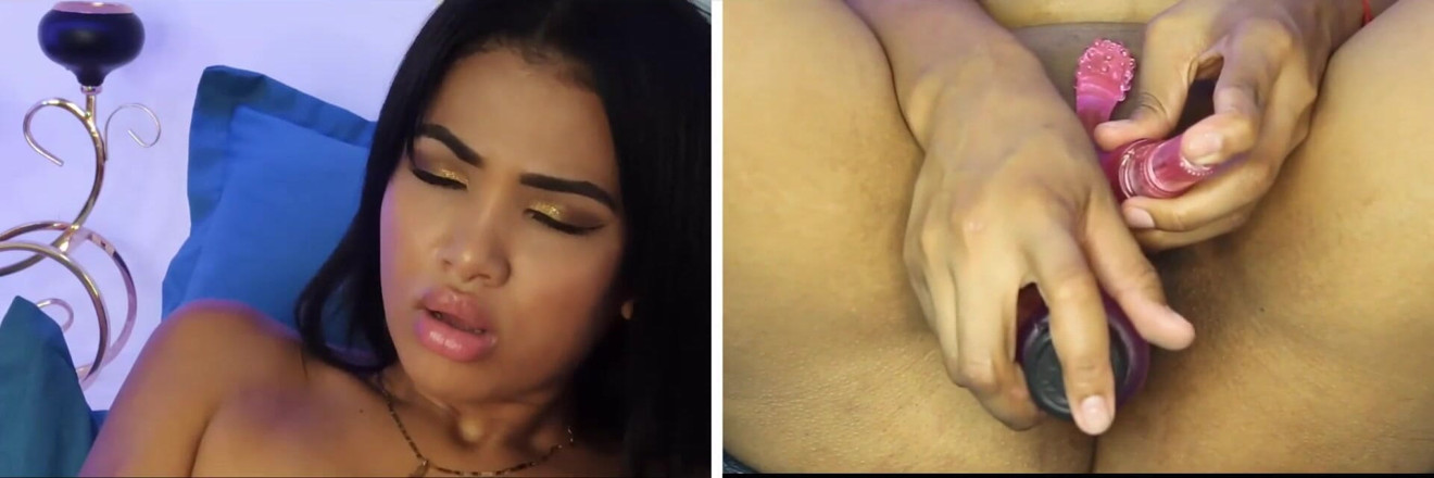 Xamy_97: Eu me masturbo na tela dupla com um vibrador