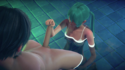 Waifu club 3D: Miku jerking off big cock, cum in the pool and...