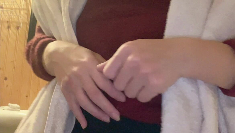 sweethanajapanese: 작은 자연의 젖탱이 Hana 화장실 마무리 샤워실에 그녀를 착한 그녀