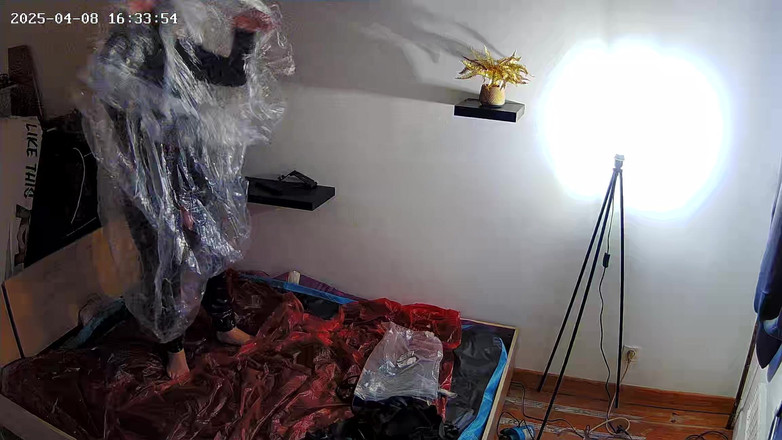 Latex anal: Saco de látex auto bondage