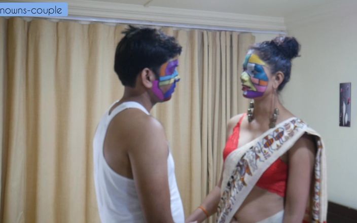 Unknowns couple: Indische kunstenaar Bhabhi in Saree wordt wild