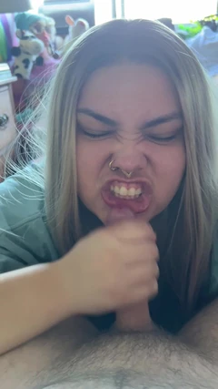 Blonde Sucks Out a Surprise Cumshot