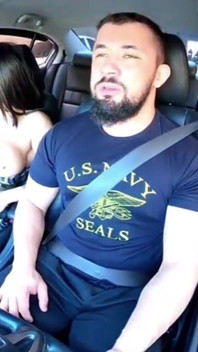 Traffic Blowjob: Exhibitionist Brunette Shows Her Tits and Sucks It All in the Car