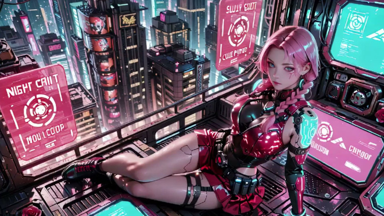 Seraphina Vale: Pembe saçlı mech warrior! Neon sokaklarında diz çöküşü, red rose ve...