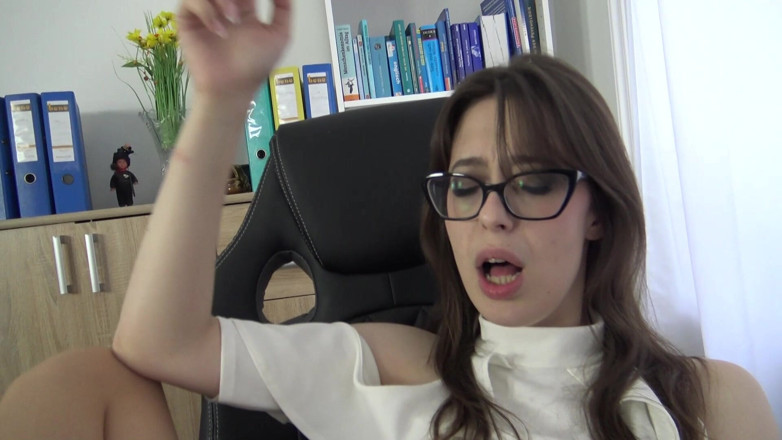 Solo Austria: Dangling Smoking Vibrator Masturbation in the Office