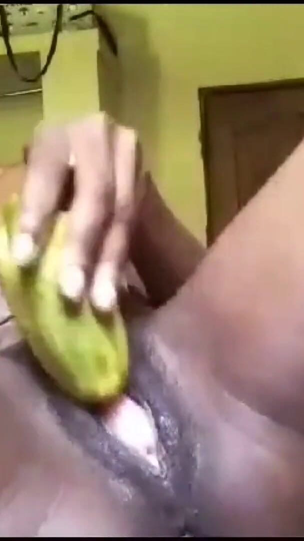 Black Slut Masturbates with Cucumber and Squirts (African Beauties)
