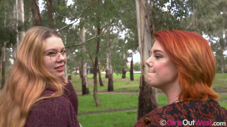 Girls Out West: Lesbians With Massive Tits Pick Mushrooms and Fuck