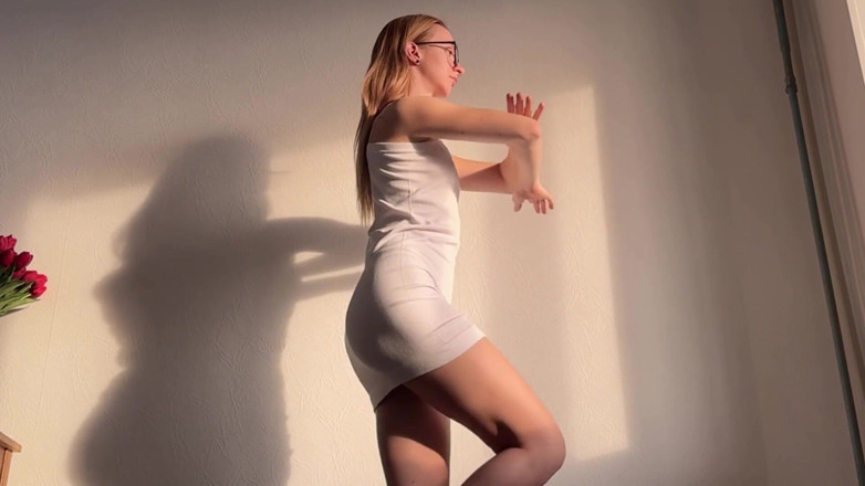 Skinny_lady69: Yoga in a Short Dress
