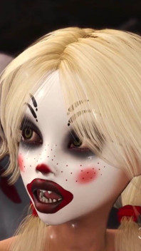 Joker bangs rough a cute sexy blonde in a clown mask in the abandoned room