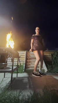Stairway Tease by the Fire - Sheer Top, Thong & Slow Dance