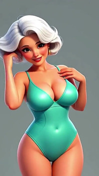 Animación de abuela en topless